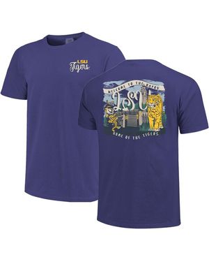 Image One Lsu Tigers Comfort Colors Campus Scene Drawing Script T-shirt - Blue