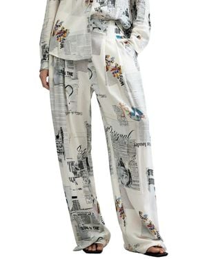 Desigual Printed Wide-leg Pants - Gray