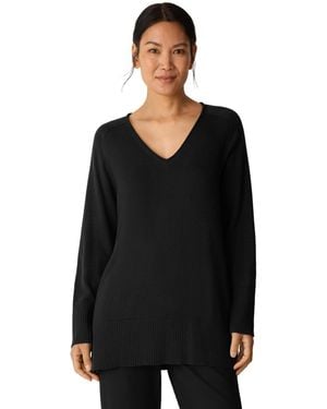 Eileen Fisher V-neck Long-sleeve Sweater - Black
