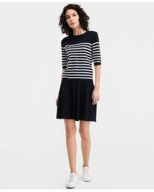 Nautica Half Sleeve Sweater Pleated Skirt - Black