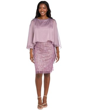 R & M Richards Glitter Boat Neck Cocktail Dress - Red