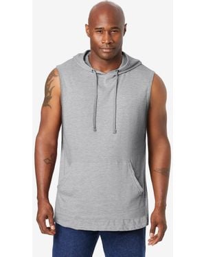 Kingsize Big & Tall Lightweight Muscle Hoodie Tee - Gray