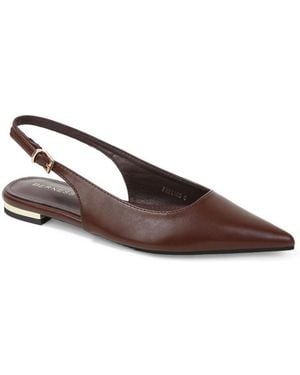 BERNESS Fabia Gold-tone Heel Pointed Toe Slingback Flats - Brown