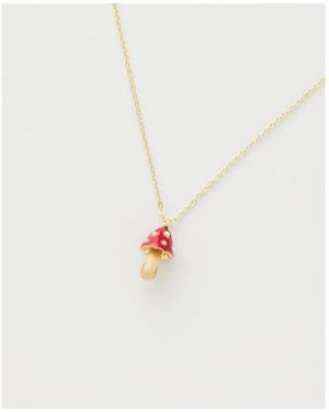Fable England Enamel Mushroom Necklace - White