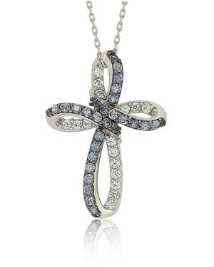 SUZY LEVIAN NEW YORK Suzy Levian Sterling Silver Sapphire & Created White Sapphire Cross Pendant