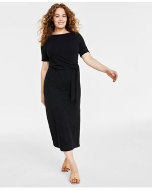 On 34th Crewneck Wrap Tie Dress - Black