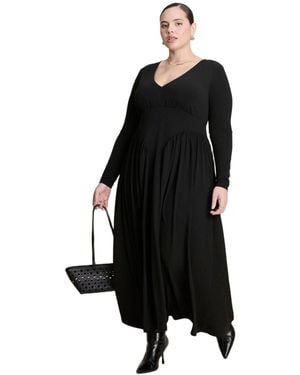 Eloquii Plunge Neck Knit Dress - Black