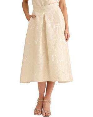 Muse Pleated Organza A-line Skirt - Natural