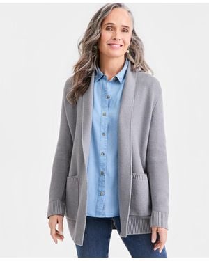 Style & Co. Open Front Stitch Cardigan Sweater - Blue