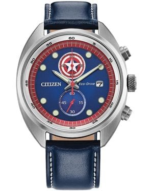 Citizen Marvel Captain America Leather Strap Watch 41mm - Gray