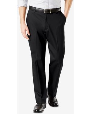 Dockers Signature Lux Cotton Classic Fit Creased Stretch Khaki Pants - Black