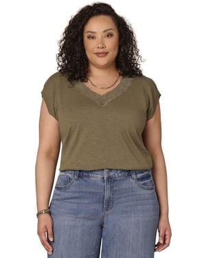 Democracy Plus Size V-neck Sweater Top - Green