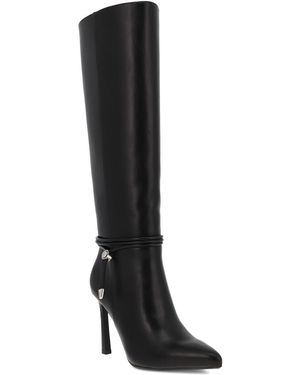MIA Niko Tie-detail Pointed Toe Faux Leather Knee-high Boots - Black
