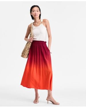 INC International Concepts Dip-dyed Midi Skirt - Red