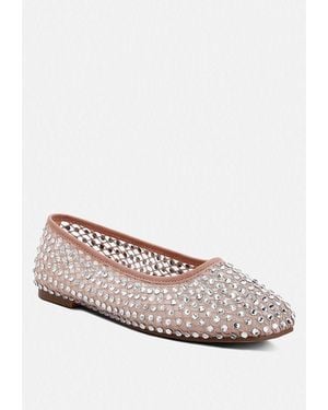 LONDON RAG Orson Naked Rhinestone Ballerinas - White