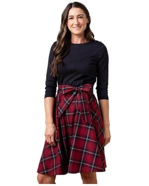 Hope & Henry Long Sleeve French Skater Dress - Red