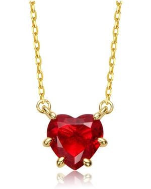 Rachel Glauber Heart-shaped Colo Cubic Zirconia Solitaire Necklace - Red