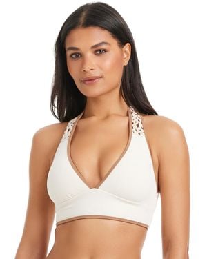 Sanctuary V-neck Bikini Halter Top - White