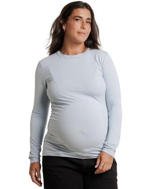 Nom Maternity Maternity Liv Long-sleeve Crewneck Slim-fit T-shirt - Gray