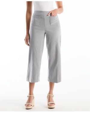 Rafaella Petite Striped Patch Pocket Wide-leg Pants - Gray