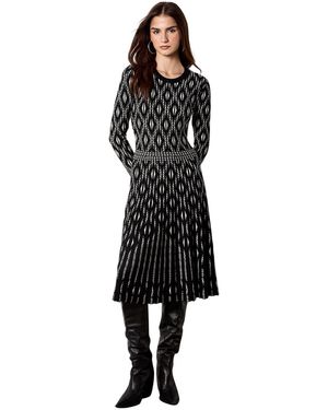 Apricot Diamond-pattern Ribbed-knit Viscose-blend Midi Dress - Black