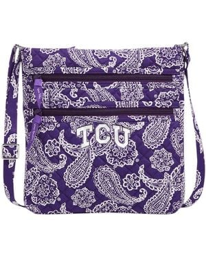 Vera Bradley Tcu Horned Frogs Iconic Triple-zip Bandana Hipster Crossbody Purse - Purple