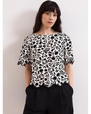 Phase Eight Abi Printed Top - Black