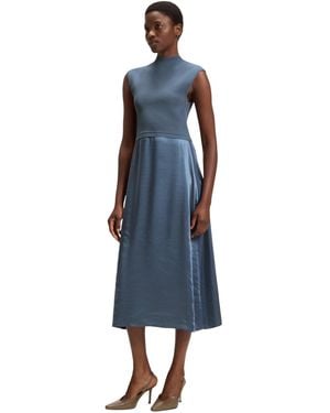 BOSS Boss By Satin Skirt Knitted Dress - Blue