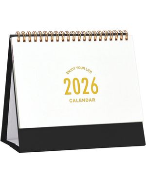 Gnuadz Desk Calendar 2026 Standing Flip Desktop Metal Ring Twin-wire Binding Monthly Home Office - Metallic