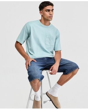 Mode Of One Relaxed-fit Washed Pocket T-shirt - Blue