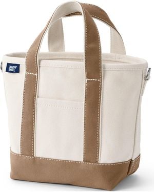 Lands' End Small 3 Pocket Open Top Canvas Tote Bag - Natural