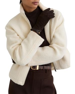 Reiss Claudia Suede Leather-trim Gloves - Black