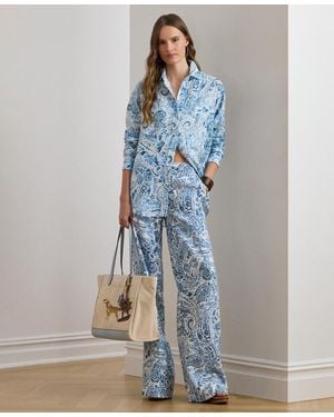 Ralph Lauren Mid Rise Wide Leg Pants - Blue