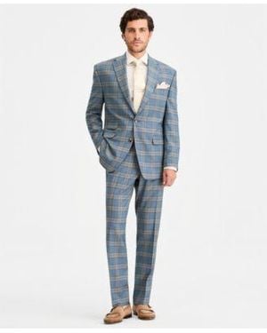 Tayion Collection Classic Fit Plaid Suit Separates - Blue