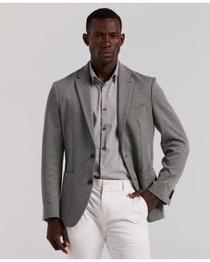 Perry Ellis Single Breasted Textured Blazer Jacket - Gray