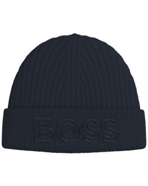 BOSS Ribbed Beanie - Blue