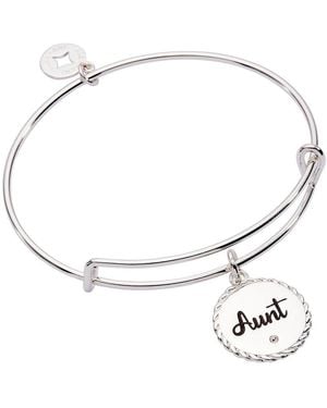 ALEX AND ANI Aunt Mixed-metal Expandable Charm Bangle - White