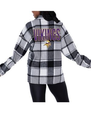 Gameday Couture Minnesota Vikings Fieldside Fun Plaid Button-up Overshirt - Blue