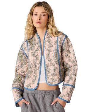 Steve Madden Adalynn Quilted Cropped Jacket - Gray