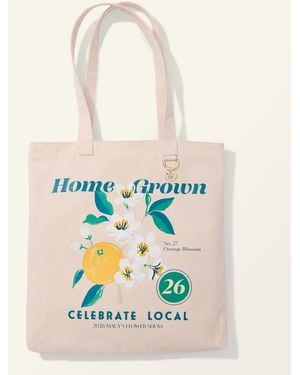 Macy's Flower Show Home Grown Farmers Market Tote Bag - White