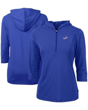 Cutter & Buck Los Angeles Dodgers Drytec Virtue Eco Pique 3/4-sleeve Half-zip Pullover Hoodie - Blue