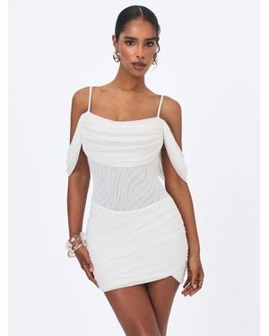 Miss Circle Umnia Off-the-shoulder Ruched Mini Dress - White