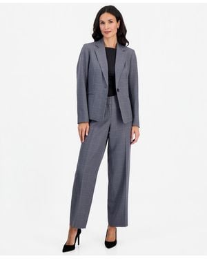 Le Suit Plaid Wide-leg Jacket And Pants - Blue