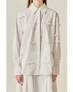 English Factory Bow Detailed Drop Shoulder Shirt - Natural