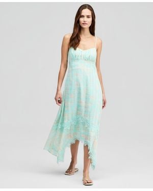 And Now This Textured Scoop-neck Slip Dress - Blue
