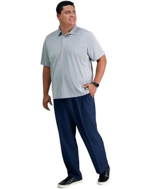 Haggar Big & Tall Cool 18 Pro Classic-fit Expandable Waist Flat Front Stretch Dress Pants - Blue