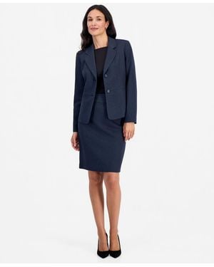 Le Suit Slim-fit Notch-collar Two-button Jacket And Skirt - Blue