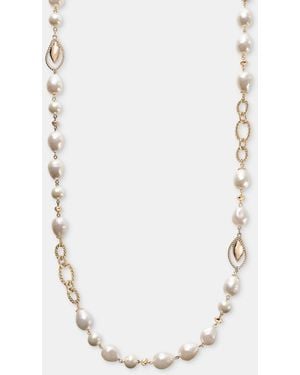 Anne Klein Baroque Imitation Pearl Textured Link 42" Strand Necklace - White
