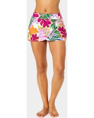 Anne Cole Printed Tulip Drape Swim Skirt - Red