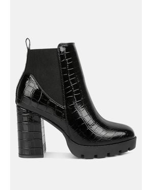 LONDON RAG Foxy Faux Leather Croc Chelsea Boots - Black